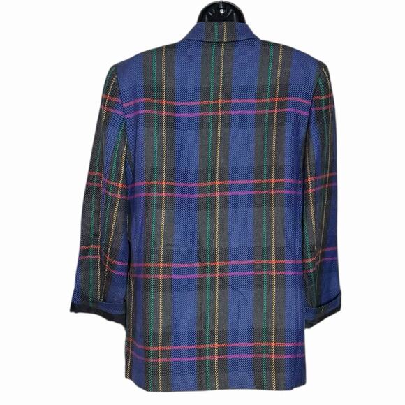 VTG LIZ CLAIBORNE PURPLE PLAID BLAZER JACKET 80s 90s RETRO PREPPY OVERSIZED 8 - Picture 3 of 6